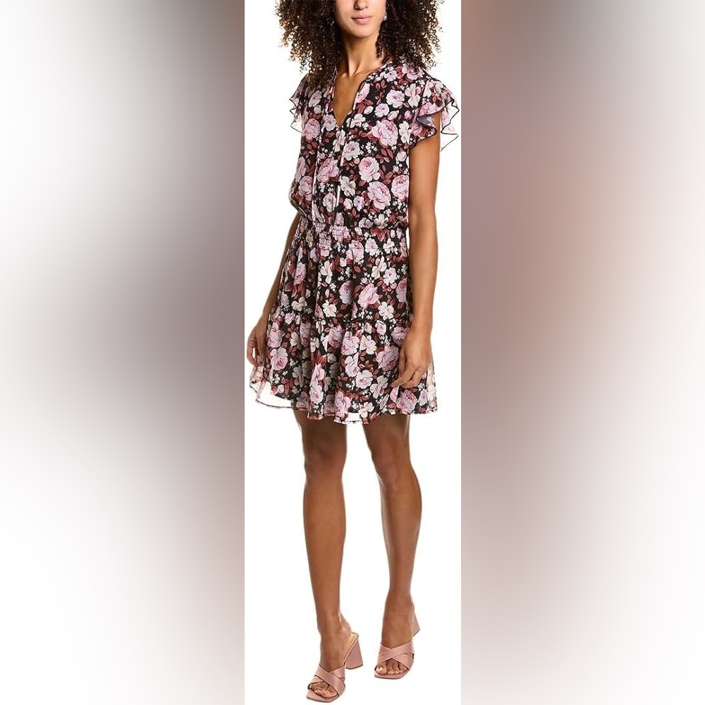 Socialite Floral Flutter Sleeve Smocked-waist Mini Dress, XS (New with tags)
